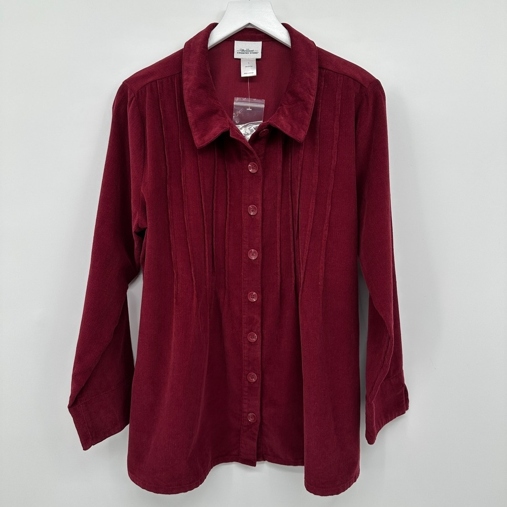Vermont Country Store Tunic Top Shirt Large Button Front Pinwale Corduroy New